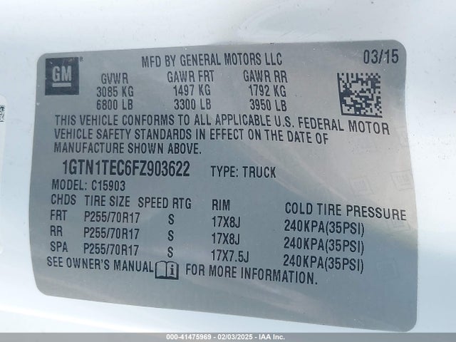 1GTN1TEC6FZ903622 GMC SIERRA 1500