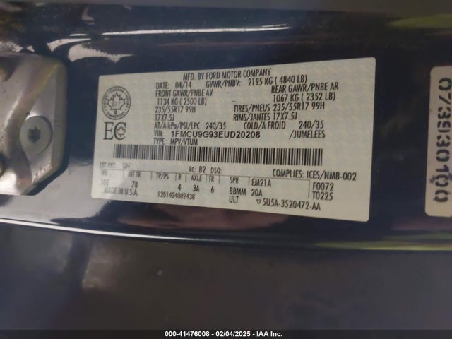 1FMCU9G93EUD20208 Ford ESCAPE SE