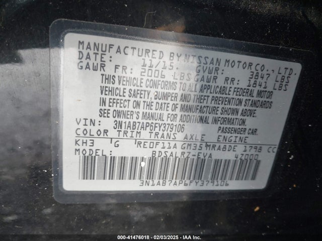 3N1AB7AP6FY379106 Nissan SENTRA SR