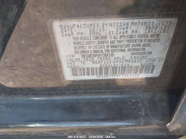 Nissan SENTRA SV 2015 3N1AB7AP4FY364135 Image 9