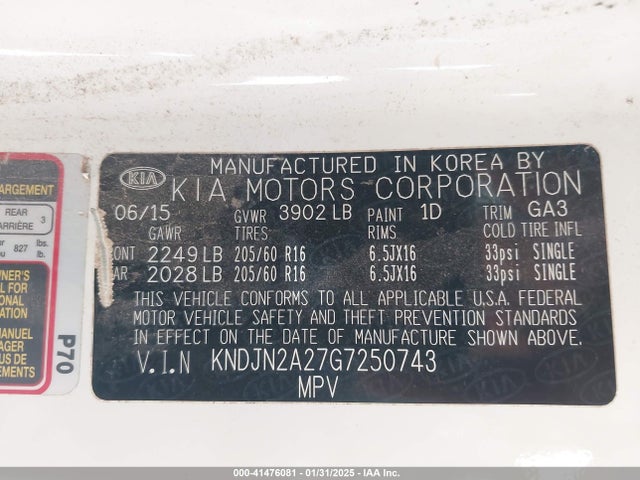 KNDJN2A27G7250743 KIA Soul