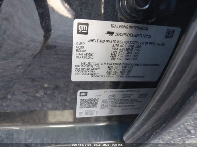 1GCRDDED8PZ112002 Chevrolet Silverado 1500 4wd Double Cab Standard Bed Lt