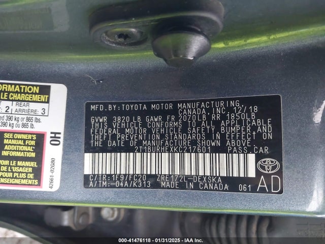 Toyota COROLLA SE 2019 2T1BURHEXKC217601 Image 9