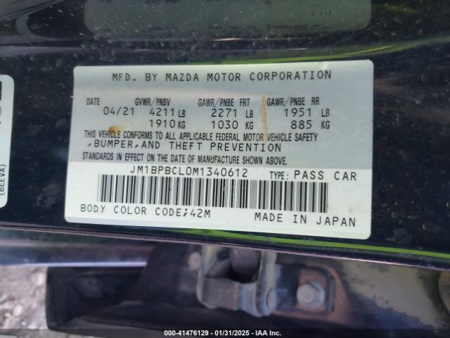 JM1BPBCL0M1340612 Mazda Mazda3 Preferred