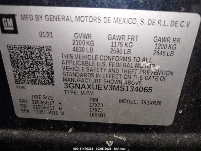 2021 CHEVROLET EQUINOX 3GNAXUEV3MS134065 Photo 8