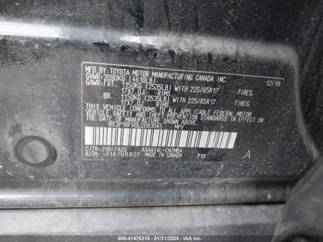 2T3P1RFV0LC083045 Toyota Rav4 Xle