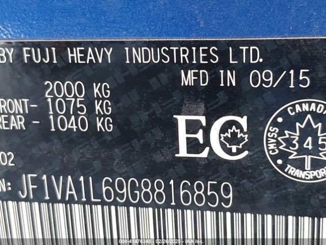 JF1VA1L69G8816859 Subaru Wrx Limited