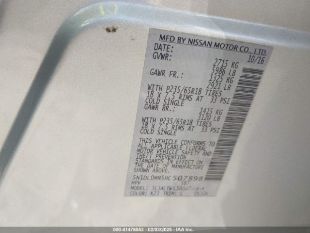 5N1DL0MN5HC507898 Infiniti QX60