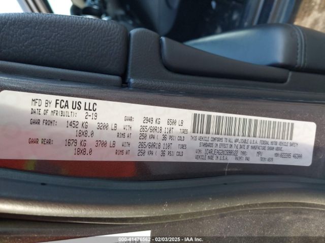 1C4RJEAG2KC698822 Jeep Grand Cherokee Laredo E 4x2