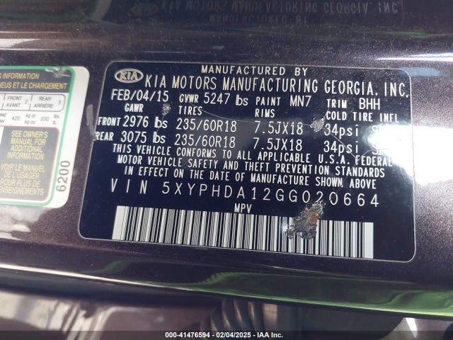 KIA Sorento 2.0t Ex 2016 5XYPHDA12GG020664 Image 9