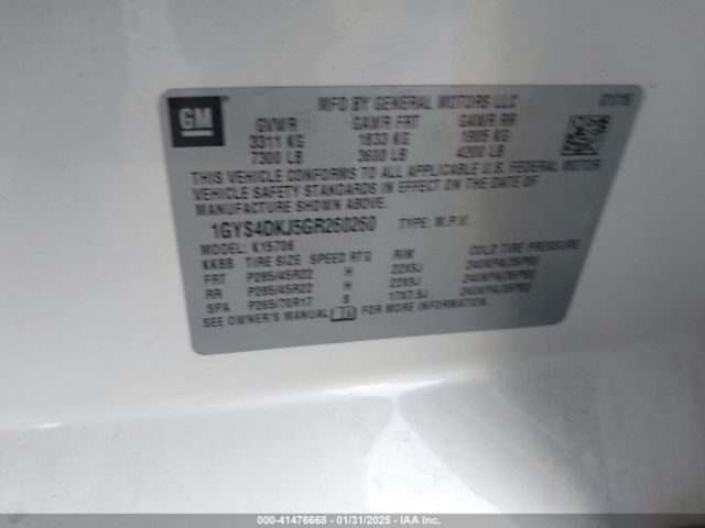 1GYS4DKJ5GR260260 Cadillac Escalade Platinum