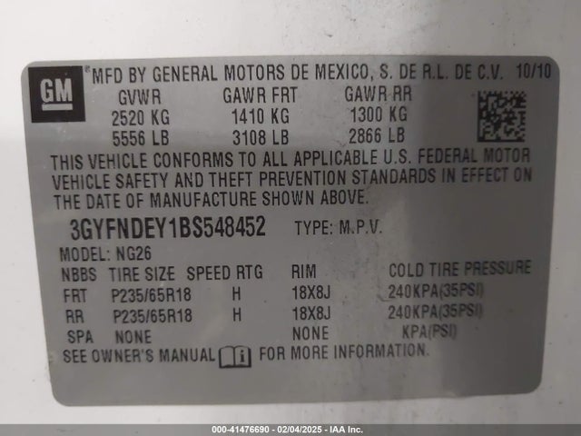 2011 CADILLAC SRX 3GYFNDEY1BS548452 Photo 8