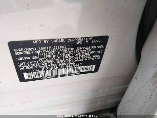 Subaru naturally aspirated u5 2020 JF2SKARC6LH446442 Image 9