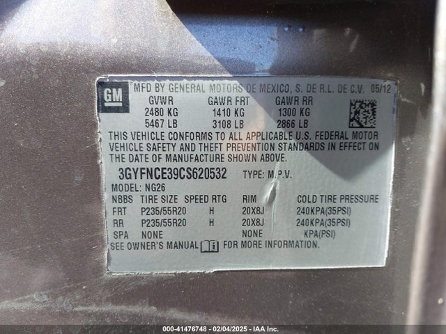 2012 CADILLAC SRX 3GYFNCE39CS620532 Photo 8