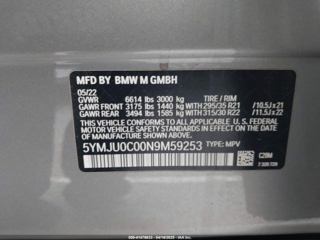 5YMJU0C00N9M59253 BMW X5 M