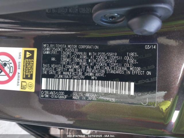 JTJBK1BA7F2465299 Lexus RX 350