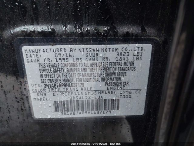 3N1AB7AP9HL637179 Nissan Sentra S/sl/sr/sv