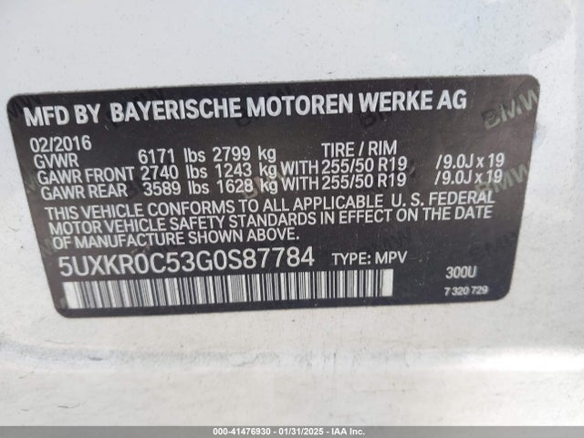 BMW X5 Xdrive35i 2016 5UXKR0C53G0S87784 Image 9