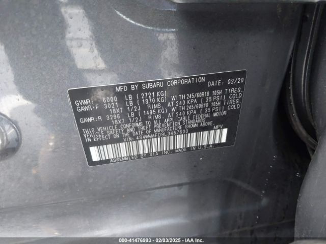4S4WMAFD9L3457600 Subaru Ascent Premium