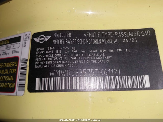 2005 MINI COOPER WMWRC33575TK61121 Photo 8
