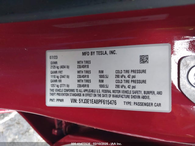 2023 TESLA MODEL 3 5YJ3E1EA8PF615476 Photo 8