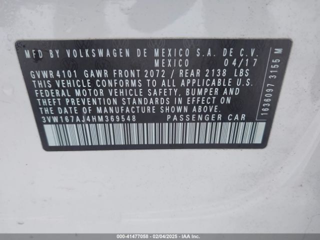 3VW167AJ4HM369548 Volkswagen Jetta 1.4t S