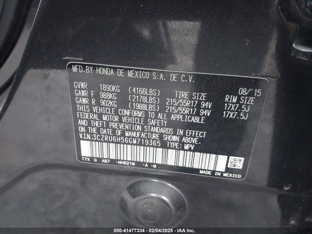 Honda HR-V EX 2016 3CZRU6H56GM719365 Image 9