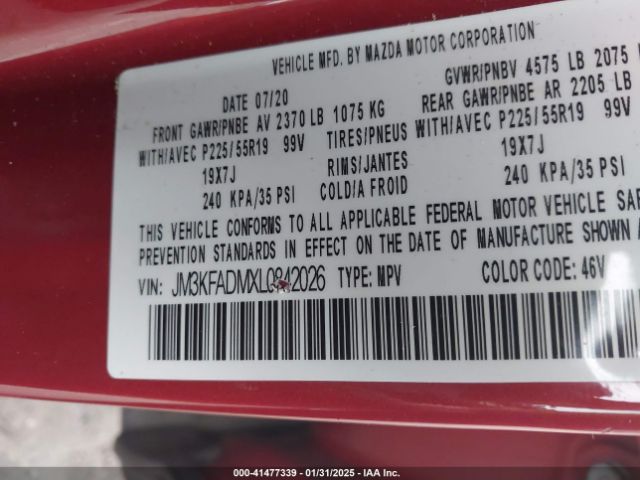JM3KFADMXL0842026 Mazda Cx-5 Grand Touring