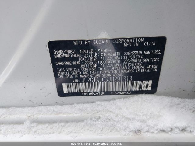 JF2GTAJC3JH291313 Subaru Crosstrek 2.0i Limited