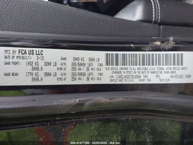 1C4RDJAG5FC810504 Dodge Durango Sxt