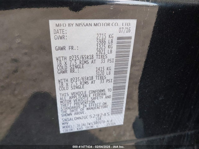 5N1AL0MN2GC529245 Infiniti QX60
