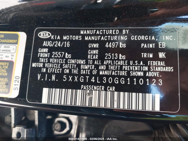 5XXGT4L30GG110123 KIA Optima Lx