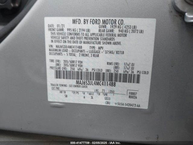 MAJ6S3JL4MC411488 Ford Ecosport Ses