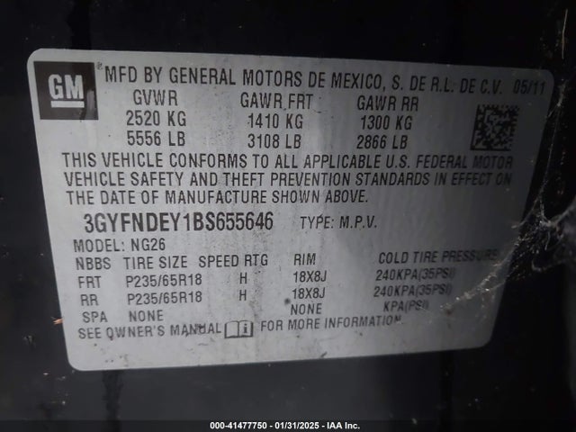 2011 CADILLAC SRX 3GYFNDEY1BS655646 Photo 8