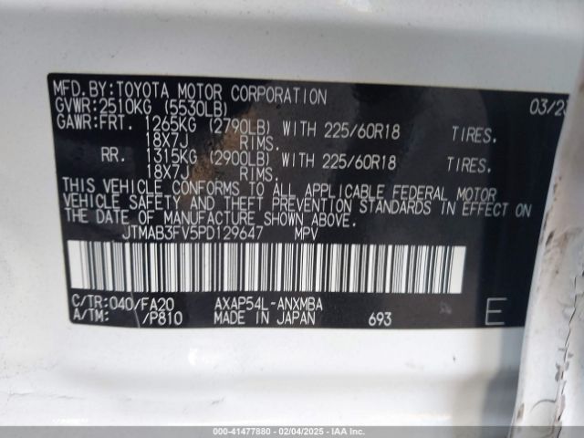 JTMAB3FV5PD129647 Toyota Rav4 Prime Se