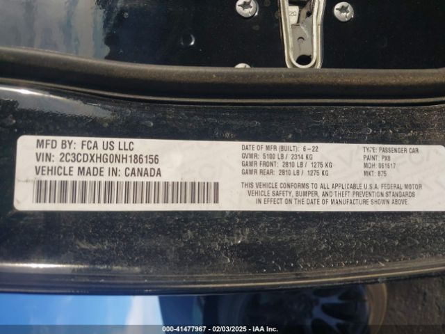 2C3CDXHG0NH186156 Dodge Charger Gt Rwd