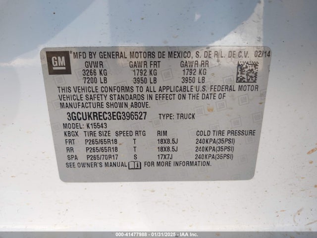 Chevrolet Silverado 1500 2lt 2014 3GCUKREC3EG396527 Image 9