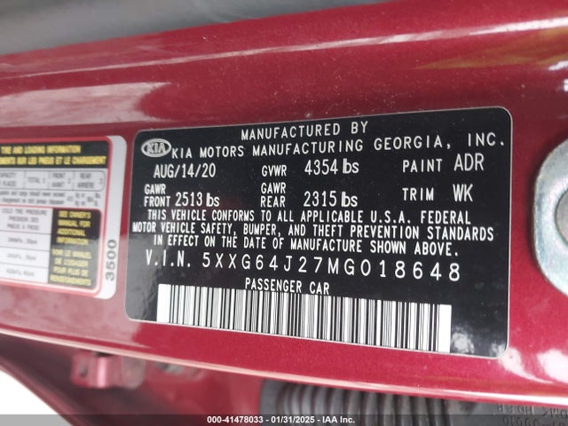 5XXG64J27MG018648 KIA K5 Gt-line
