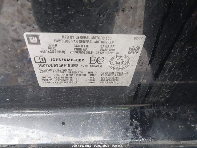 1GC1KWEY0HF161098 Chevrolet Silverado 2500hd Ltz