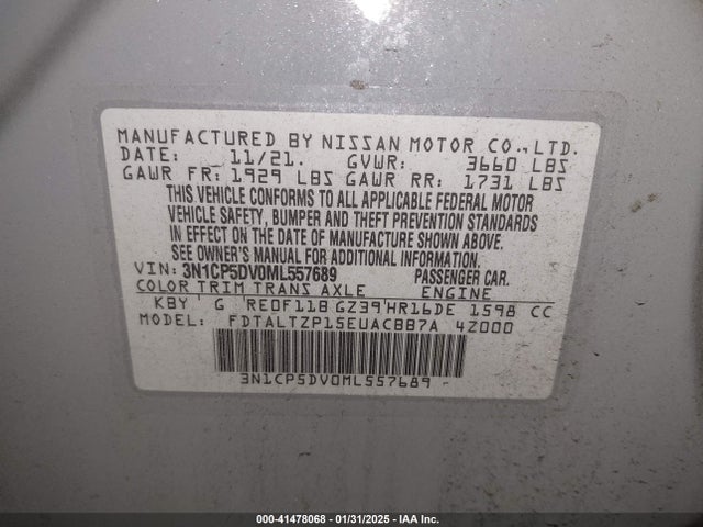 Nissan Kicks Sr Xtronic Cvt 2021 3N1CP5DV0ML557689 Image 9
