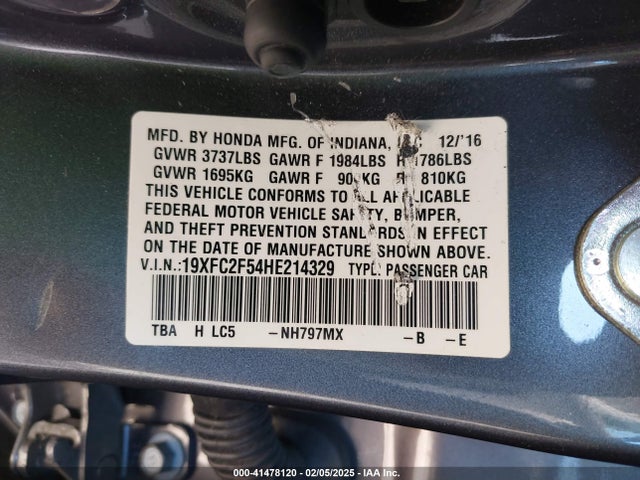 Honda Civic Lx 2017 19XFC2F54HE214329 Image 9
