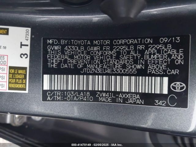 JTDZN3EU4E3300555 Toyota PRIUS V