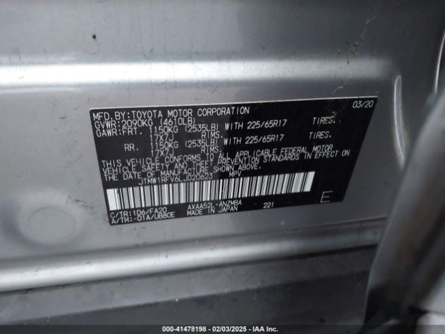 JTMW1RFV6LJ020623 Toyota Rav4 Xle
