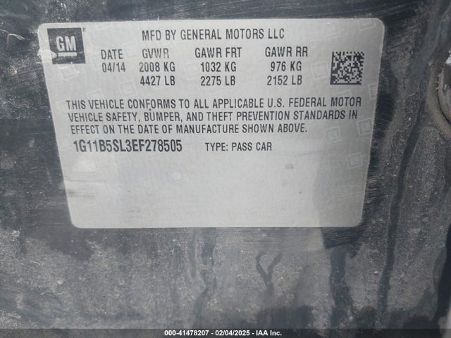 Chevrolet Malibu 1ls 2014 1G11B5SL3EF278505 Image 9
