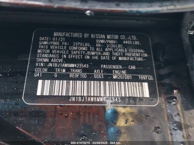 JN1BJ1AW8MW423543 Nissan Rogue Sport S Awd Xtronic Cvt