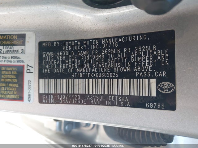 4T1BF1FKXGU603025 Toyota CAMRY SE