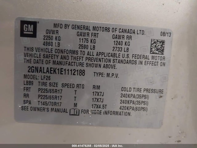 2GNALAEK1E1112188 Chevrolet EQUINOX LS