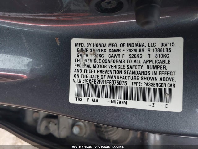 19XFB2F81FE075075 Honda CIVIC EX