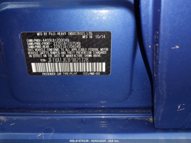 JF1VA1J63F9821728 Subaru Wrx Limited