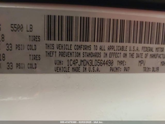 1C4PJMDN3LD564490 Jeep Cherokee Limited 4x4